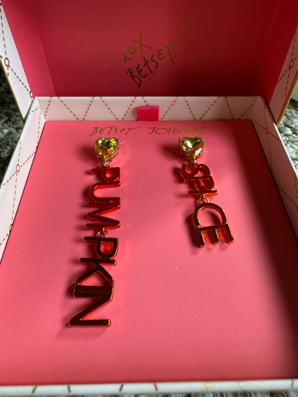 Betsey Johnson Orange Pumpkin Spice Earrings